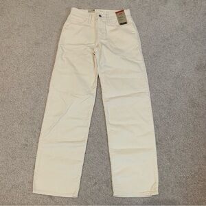Levi’s 94 Baggy Cream Corduroy Mid Rise Straight Leg Women’s Size 25 X 31 NEW